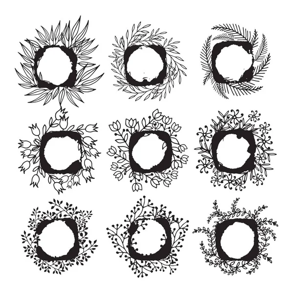 Cadres floraux pour texte. Dessin manuel — Image vectorielle