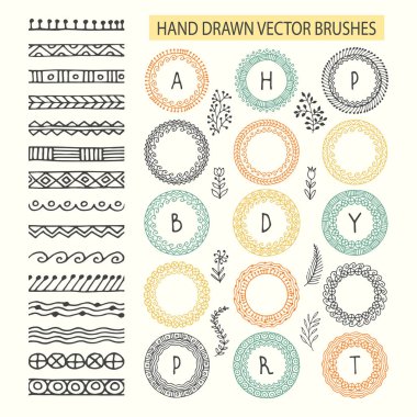 Dış ve iç köşe döşemeleri ile fırçalar vektör kümesi