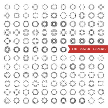 Dairesel tasarım öğeleri büyük bir set.
