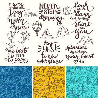 Vektör ilham verici tırnak ayarlayın. Tematik ifadeler.