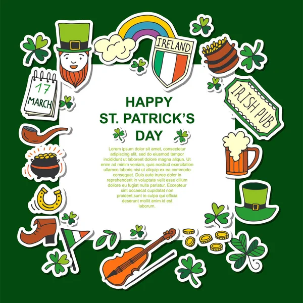 Saint Patricks Day tradycyjne symbole kolekcji. — Wektor stockowy