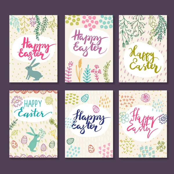 Conjunto de coloridas pancartas creativas para feliz Pascua . — Vector de stock