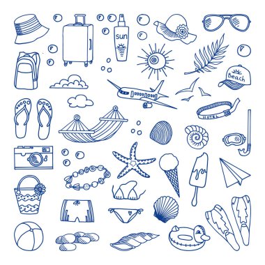Vector Collection of Beach and Tropical Themed Images clipart