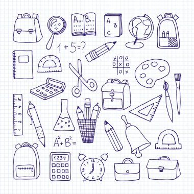 derslerde bir not defteri sayfası kümesi. Okula dönüş. Vektör çizim