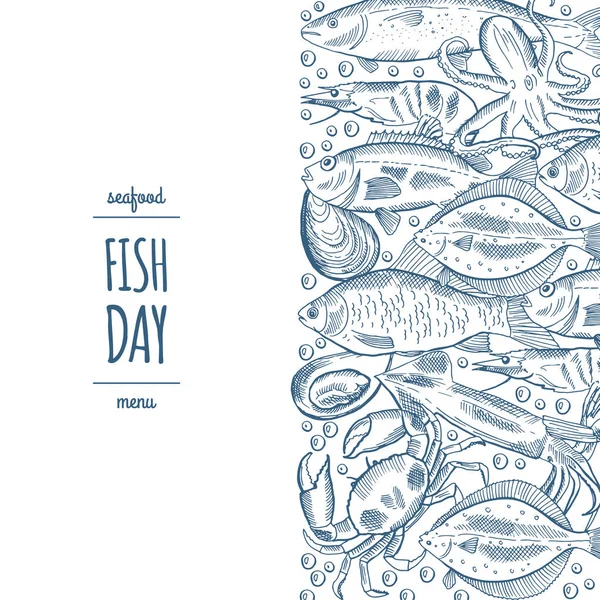 Desenhe um modelo de menu de peixe para o menu do restaurante —  Vetores de Stock