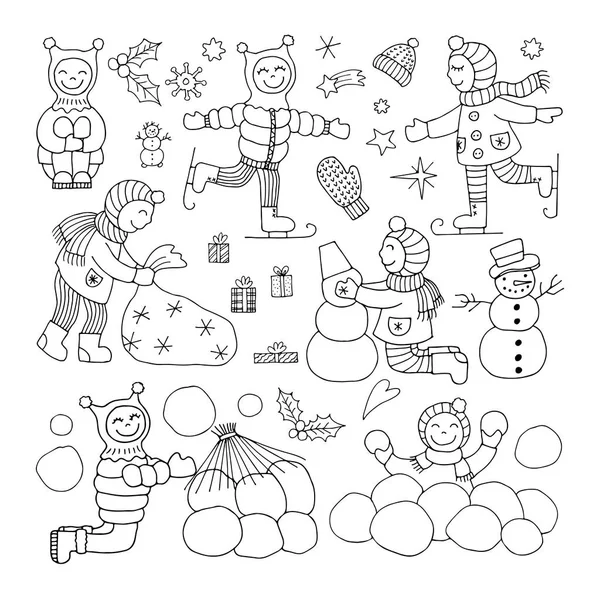 Ensemble vectoriel de différentes icônes drôles d'enfants — Image vectorielle