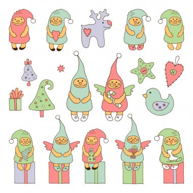vektör Christmas Elfler ile ayarla
