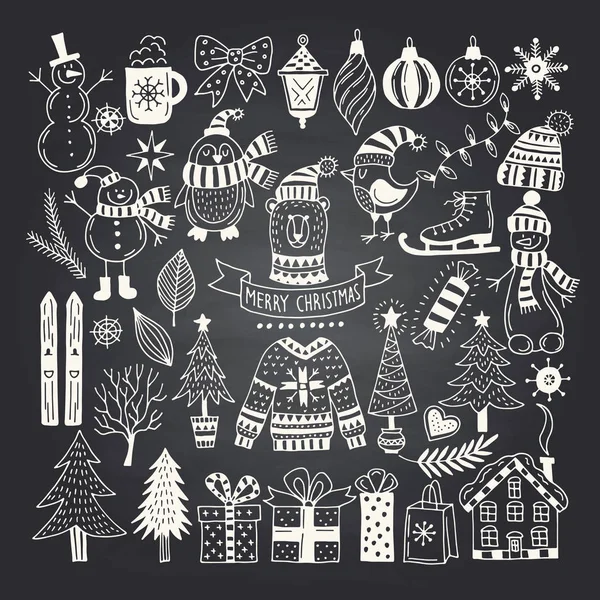 Grand ensemble de griffes de Noël — Image vectorielle