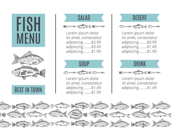 Дизайн морепродуктів. Рибне меню — стоковий вектор