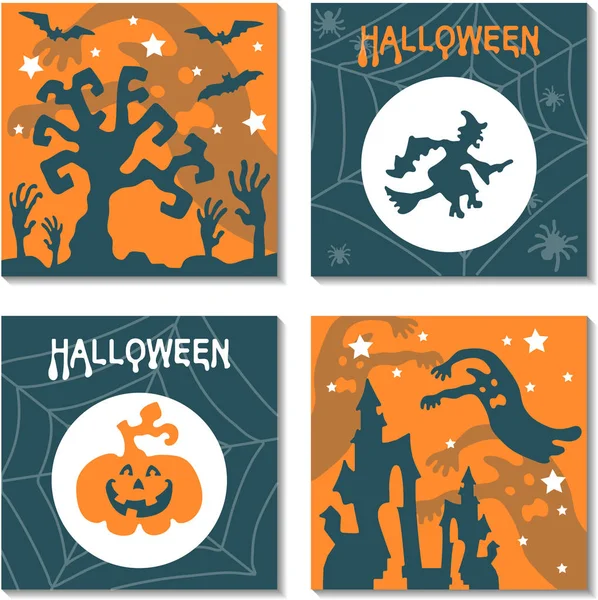 Vektor-Set von Halloween-Bannern im Cartoon-Stil — Stockvektor