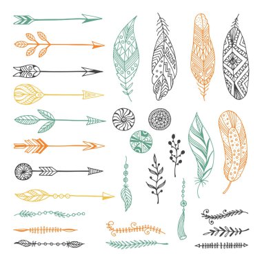 Yaratıcı Boho tarzı çerçeveler mady etnik tarafından kümesi.