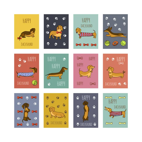 Set di illustrazioni bassotto cane — Foto Stock