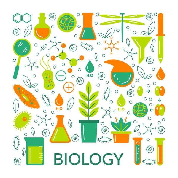 Een set van wetenschappelijke biologische iconen — Stockvector