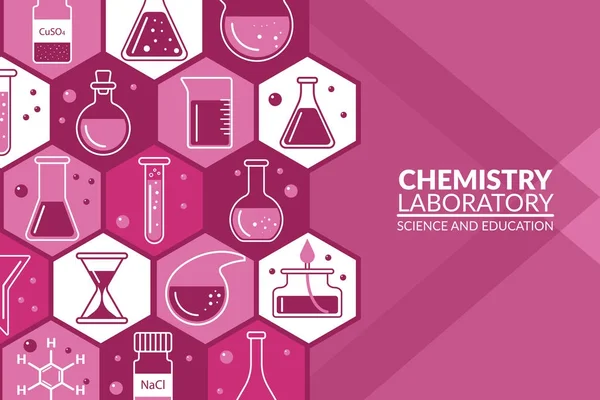 Banner creativo de investigación científica de laboratorio. Ilustración vectorial — Archivo Imágenes Vectoriales