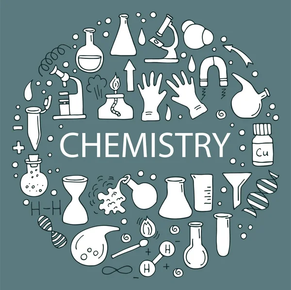 Un conjunto de iconos sobre una química temática — Vector de stock