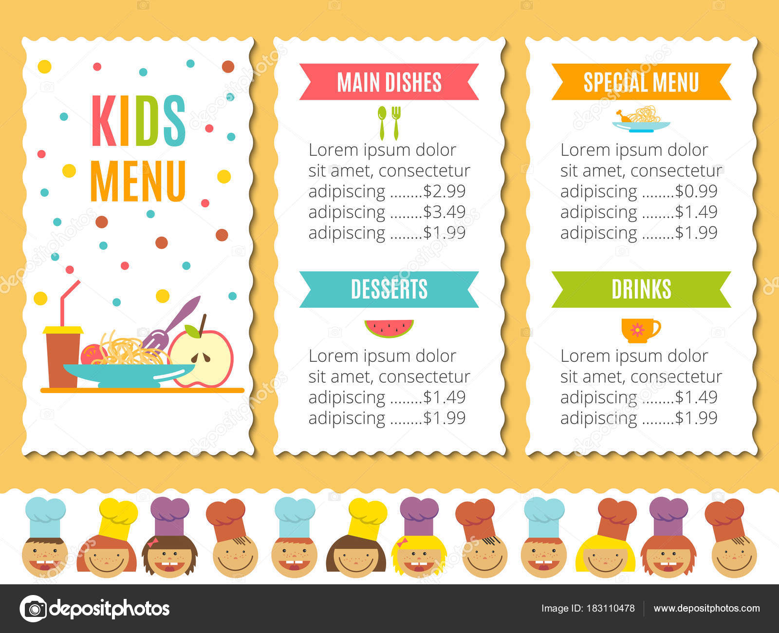 Menu Template For Kids from st3.depositphotos.com