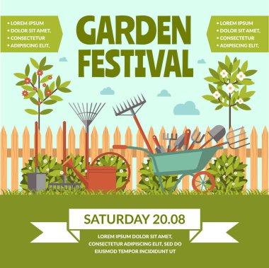 Bahçe festivali renkli afiş