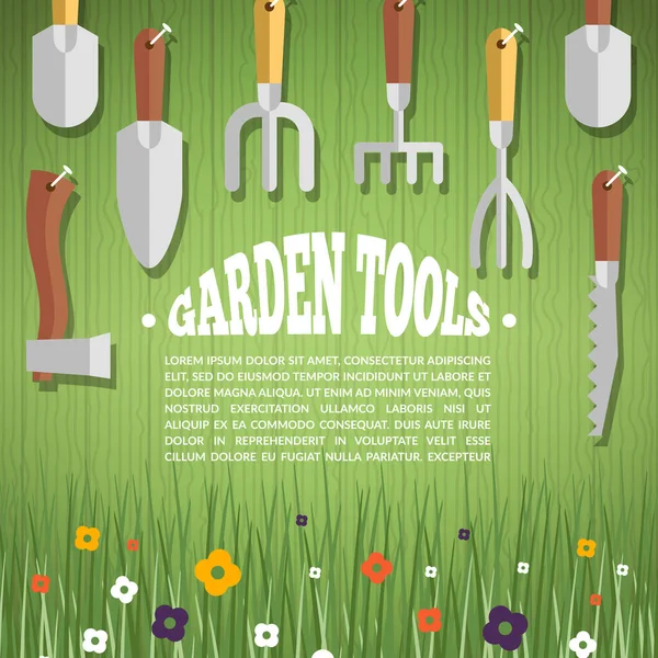 Понятие садоводства. Садовые инструменты — стоковый вектор