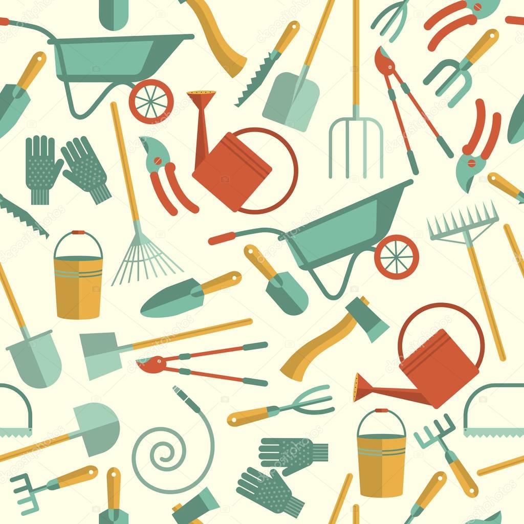 Gardening Tools. Seamless pattern 1