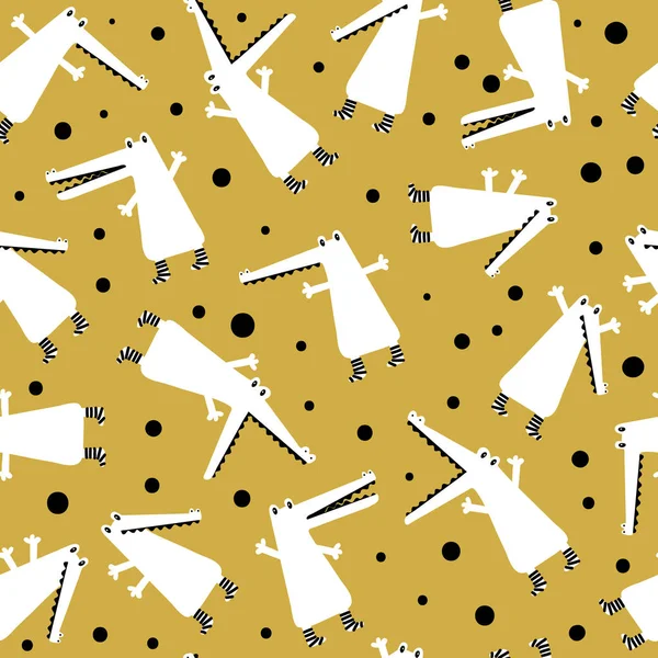 Seamless childish pattern with cute crocodiles. Hand Drawn Vector Illustration Royalty Free Stock Illustrations