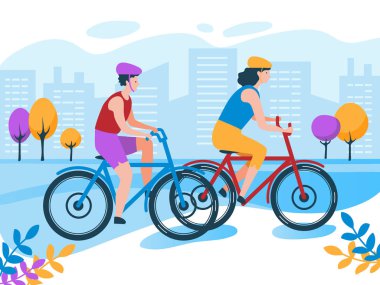 Şehirde bisiklete binen insanlar