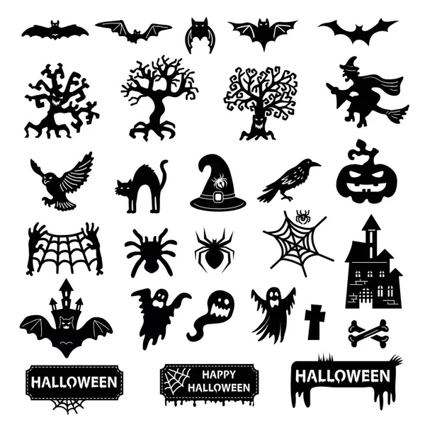 Набор характерных силуэтов для праздника Хэллоуина . — стоковый вектор