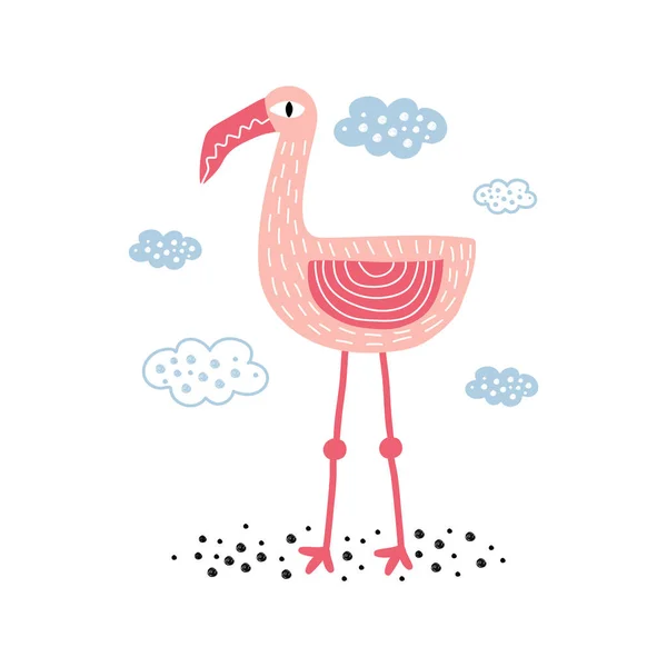 Rosa Flamingo vector aislar sobre fondo blanco — Vector de stock