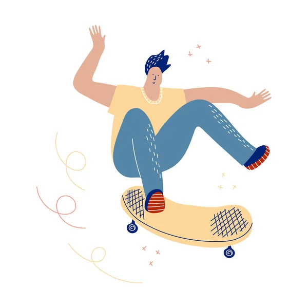 Skateboarding vetor de ilustração plana sobre fundo branco —  Vetores de Stock