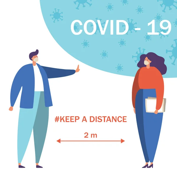 Mantener su distancia, prevención durante coronavirus, ilustración de vectores Gráficos Vectoriales