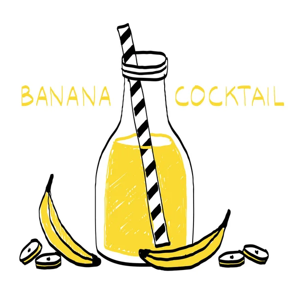 Coquetel de banana em interessante copo ilustração vetorial — Vetor de Stock