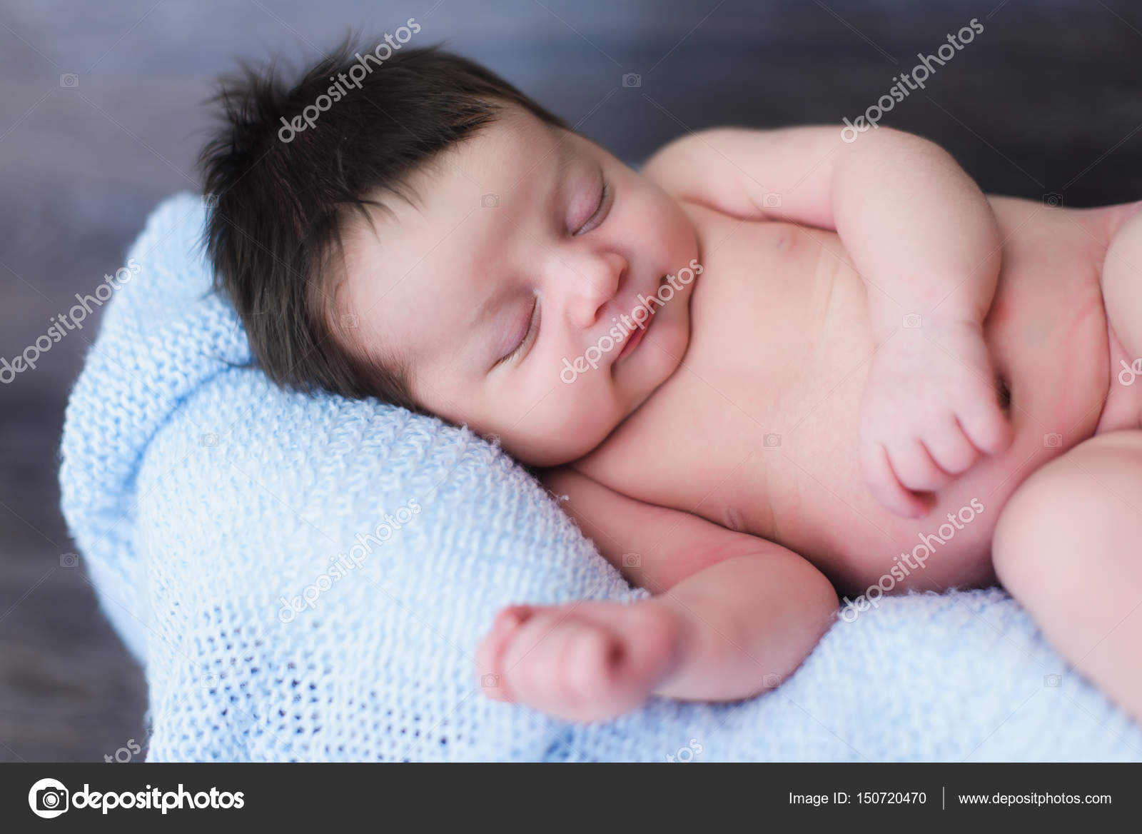 Smiling newborn baby boy Stock Photo by ©160275 150720470