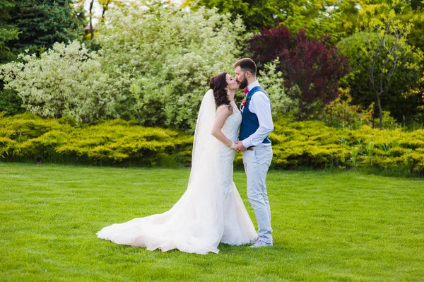 Casado jovem casal vai beijar — Fotografia de Stock