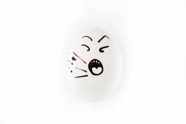 One egg with screaming sad drawn face