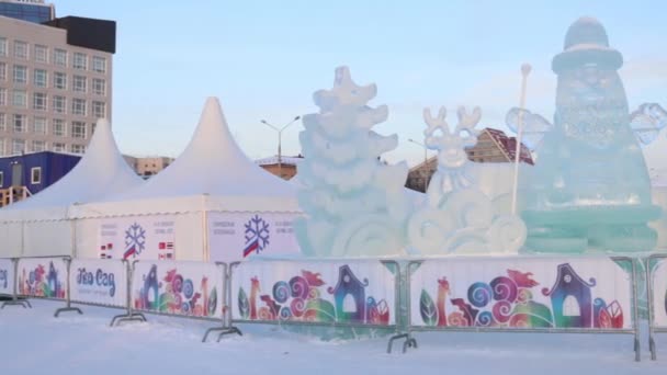 Perm lód miasto 2017 Ekosad - największy w Rosji w dniu — Wideo stockowe