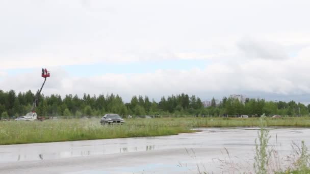 Carro esporte compete no Open Ural Championship Drift 2017 — Vídeo de Stock