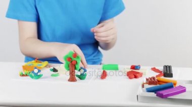 Çocuk el Kalıplama ev, ağaç, çiçek hamuru oda tablo