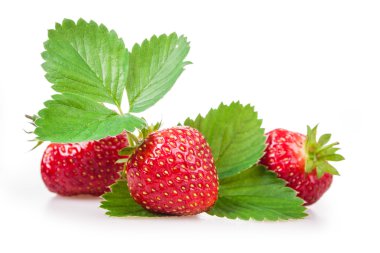 Beyaz arka planda taze çilek