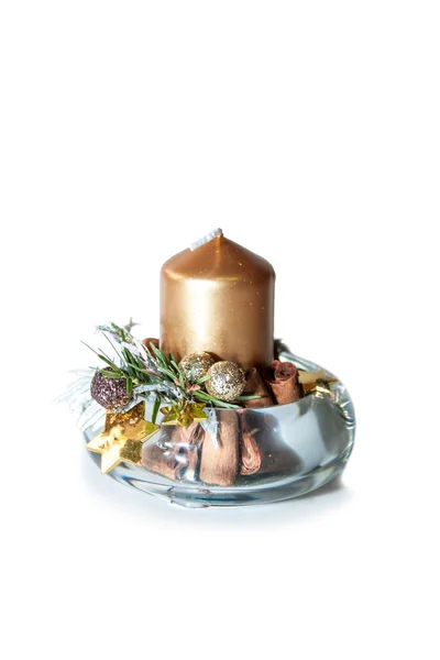 Christmas candlestick on Christmas Eve on a white background — Stock Photo, Image