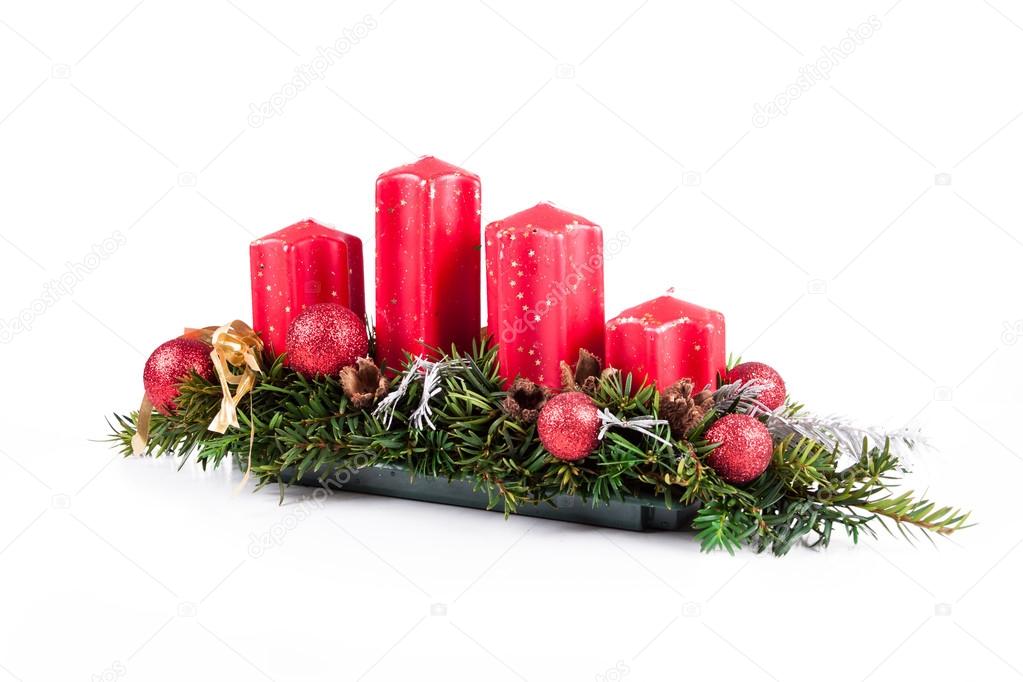 Advent candles on a white background