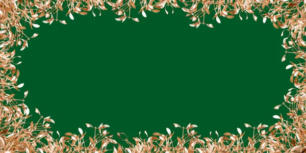 Gold mistletoe on christmas background — Stock Photo, Image