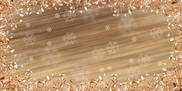 Gold mistletoe on christmas background — Stock Photo, Image