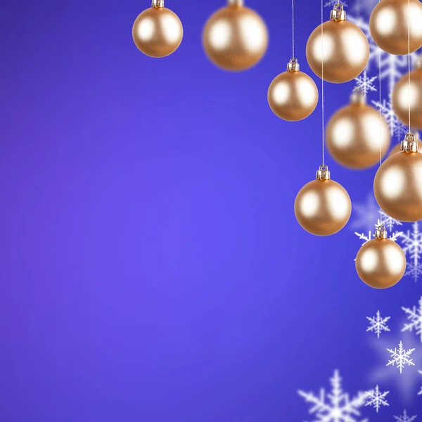 Gold ornaments on a purple background Christmas — Stock Photo, Image