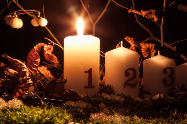 Candele dell'Avvento, Natale — Foto Stock