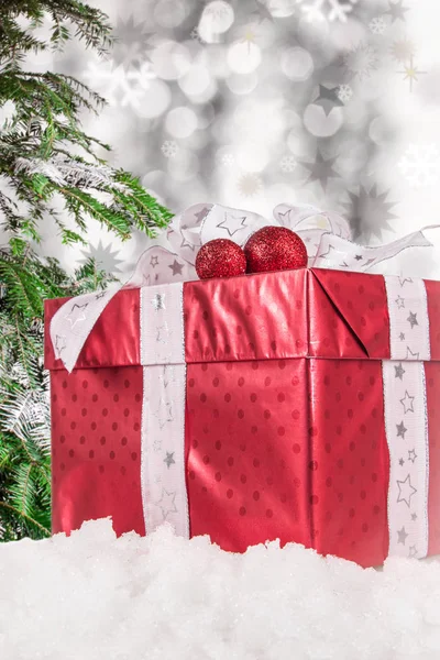 Christmas Gifts Christmas Decorations Snow — Stock Photo, Image