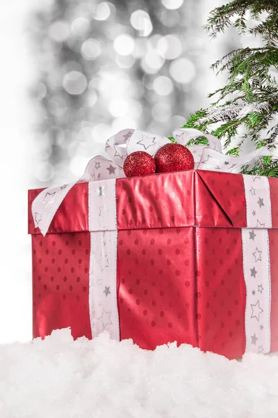 Presentes Natal Decorações Natal Neve — Fotografia de Stock