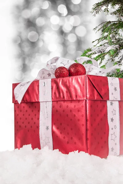 Christmas Gifts Christmas Decorations Snow — Stock Photo, Image