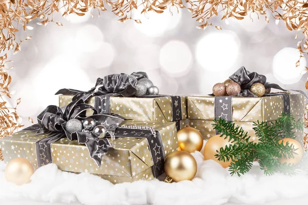 Christmas Gifts Christmas Decorations Snow — Stock Photo, Image