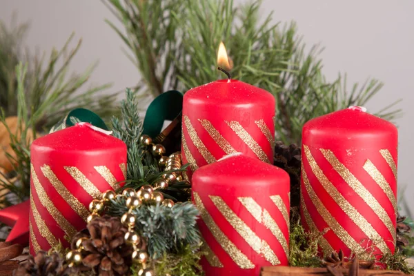 Christmas Red Candles Advent Wreath — Stock Photo, Image