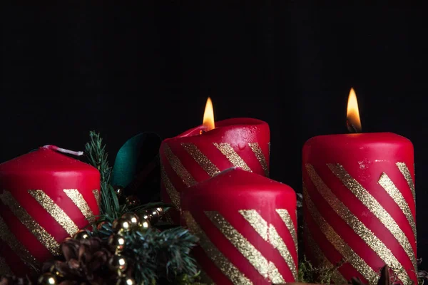 Velas Adviento Sobre Fondo Negro —  Fotos de Stock