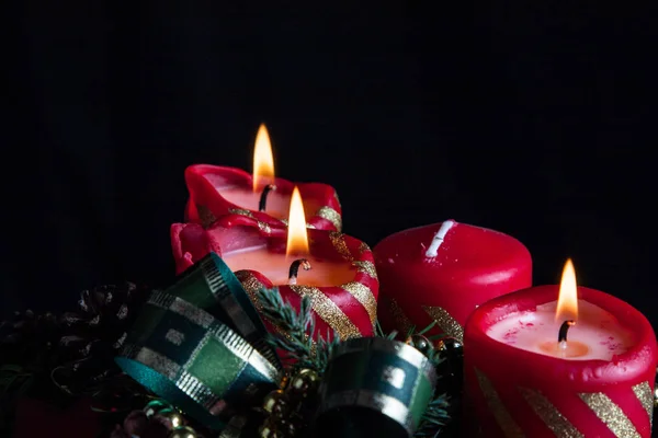 Advent Candles Black Background — Stock Photo, Image